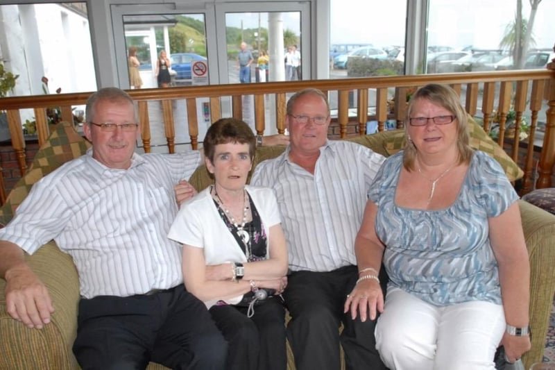 Wilbert and Liz McRoberts and Tommy and Evelyn McRoberts pictured at the Olderfleet Liverpool FC Supporters' Club dinner dance in the Halfway House Hotel in 2008.