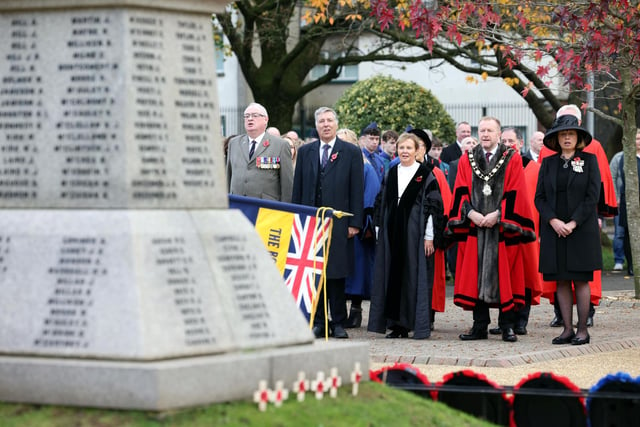 The community gathered in Ballyclare War Memorial Park to pay tribute to fallen service personnel.