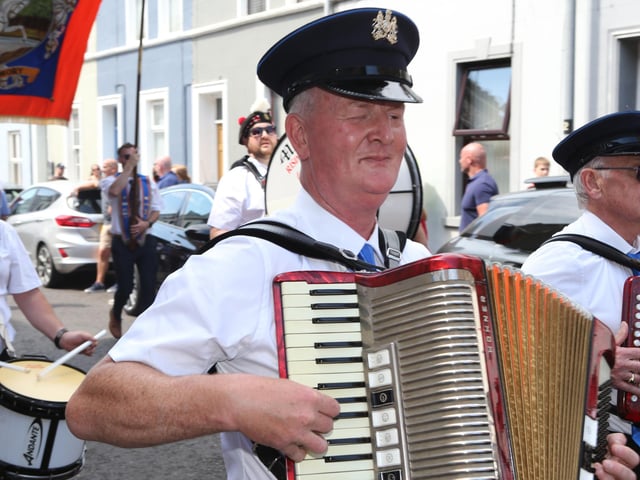 Ballymoney, Rasharkin, Cloughmills, Bushmills and Ballycastle were in attendance at the Twelfth demonstration in Ballymoney with a total of 43 Lodges and 22 bands.
