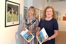 Lord Mayor of ABC Council, Alderman Margaret Tinsley and Catherine McCorry, Dementia Navigator, SHSCT, pictured at the Real Lives dementia photographic and art exhibition at Millennium Court. PT37-202. Picture: Tony Hendron