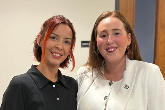Sorchá McGeown (left) who is stepping down as a councillor for the Lurgan area, pictured with Chloe Devine who has been selected by Sinn Féin for co-option as her replacement. Picture: SF