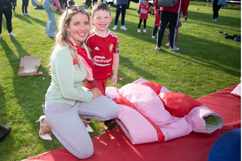 Emma Jameson and son Tommy (4) pictured at the  Portadown Football Club Family Fun Night. PT17-228.