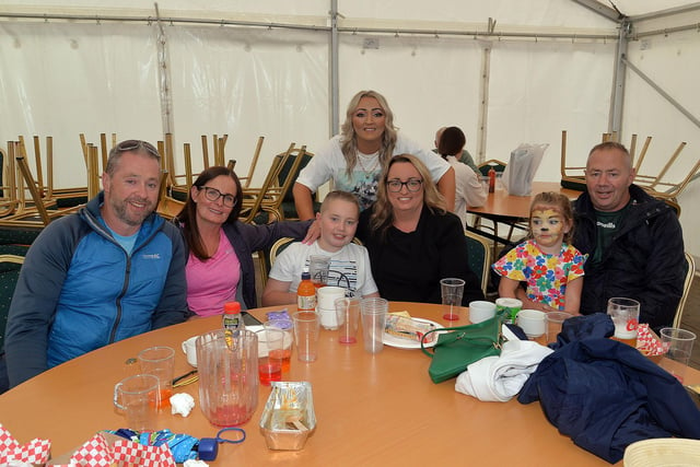 Some of the families who enjoyed the big charity weekend at Wolfe Tones GAC, Derrymacash. LM35-245.