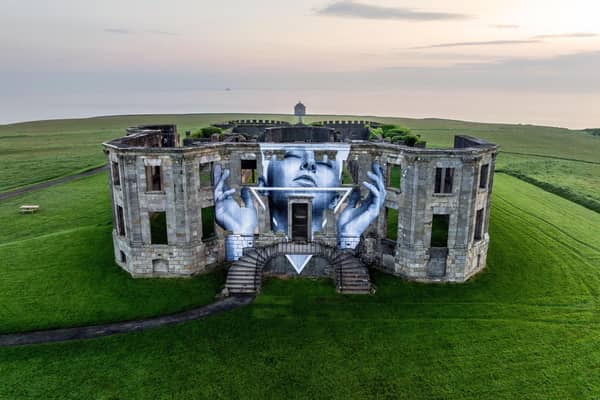 A  towering new piece of work by acclaimed artist Joe Caslin has taken over Downhill House. Credit Nerve Centre