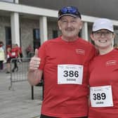 Father and daughter, Dessie Fanthorpe and Laura McCarron getting ready for Almac fun run and walk for the Northern Ireland Children's Hospice.