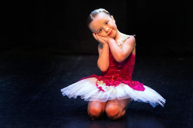 Isla Haugh finishes her performance with a smile during the Ballet Solo Under 5 years section at Portadown Dance Festival. PT18-230.