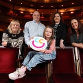 From left, back row: Áine Dolan, Grand Opera House Creative Learning Manager, Ian Wilson, Grand Opera House Chief Executive, Jane Hoare, Chief Executive at Children’s Cancer Unit Charity and Paula McAlpine HR Manager. Front row, Mollie Mulholland. Picture: Press Eye