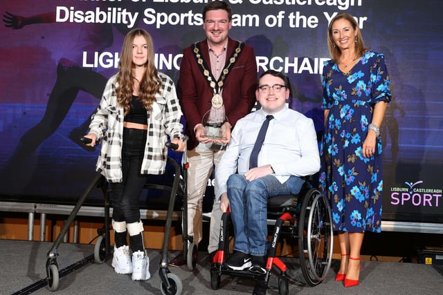 Disability Sports Team of the Year is awarded to Lightning Powerchair Football Team by the Mayor of Lisburn & Castlereagh City Council, Councillor  Scott Carson.