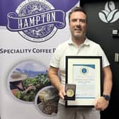 Rhyan McCoy of Hampton Roast Coffee pictured after being honoured with Business All-Star Accreditation and the title of Online Retailer of the Year 2025 by the All-Ireland Business Foundation.  Photo: Rhyan McCoy