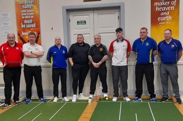Finalists from the recent charity singles bowling tournament held by Dunloy Presbyterian Church Bowl.