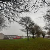 Road traffic crash on Tullygally Road East, Craigavon near the entrance to the Meadowbrook estate this morning.