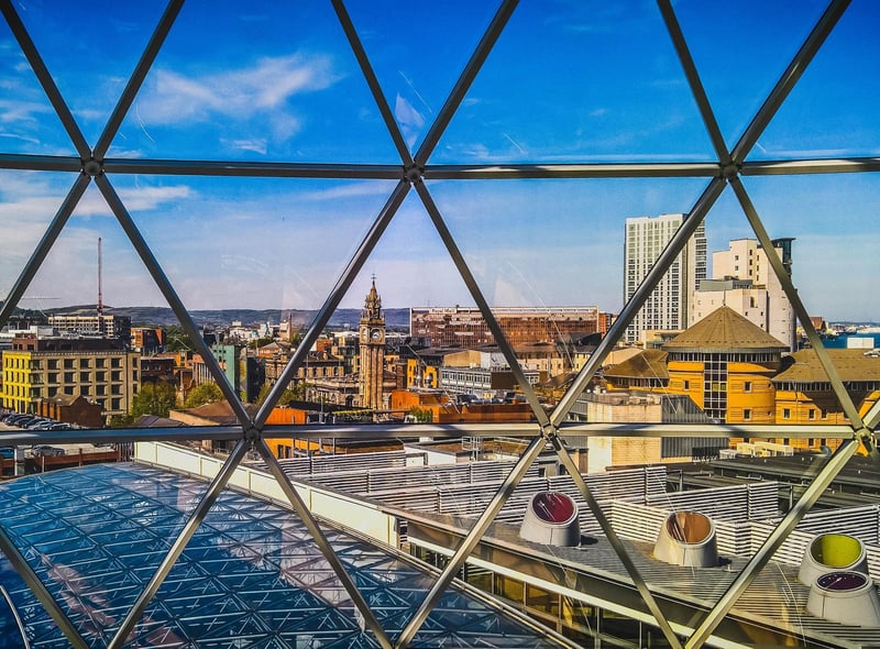 Offering 360° views of Belfast, Victoria Square is a popular shopping centre with a relatively unknown viewing platform situated just at the top of the elevators.
The dome even includes handy pieces of historical information dotted about based on which sights you’re looking out over, giving great prompts about each attraction.