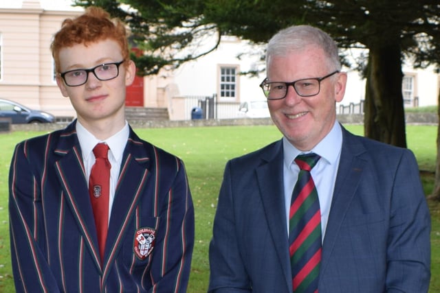 Samuel Parkinson who received 3 A grades at AS level and an A in A Level Maths pictured with Dr Carruthers