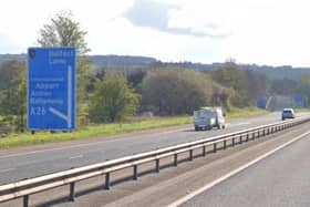 Belfast-bound motorists are warned of a crash near J1 Dunsilly. Picture: Google