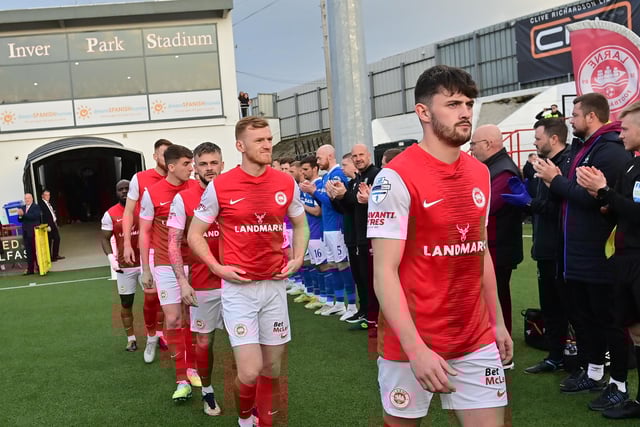 There was a guard of honour for Irish League Champions Larne at Inver Park before Friday evening's match.