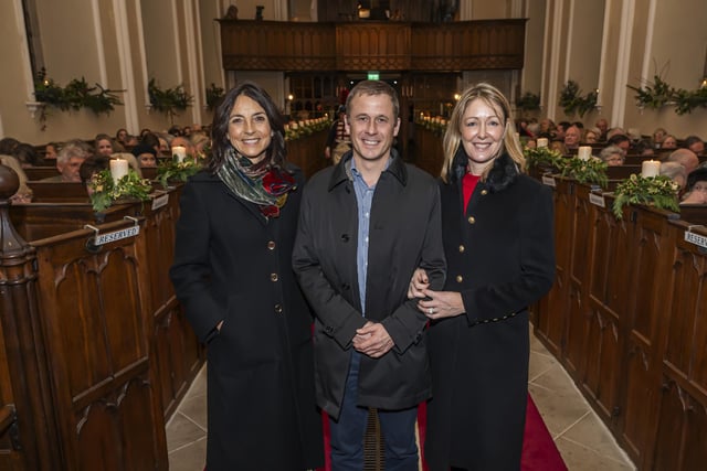 Olivia, Roger Parnell, Helen Pannell (Unicorn Group - sponsor) at the carol service