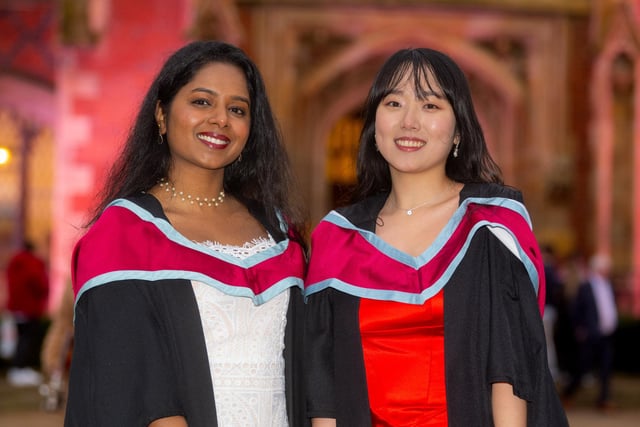 Rose Davis and Yeongchae Park graduating from the School of Pharmacy.