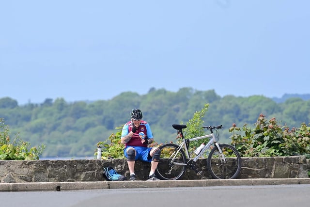 Taking a rest at Lough Shore Park in Antrim on Bank Holiday Monday.