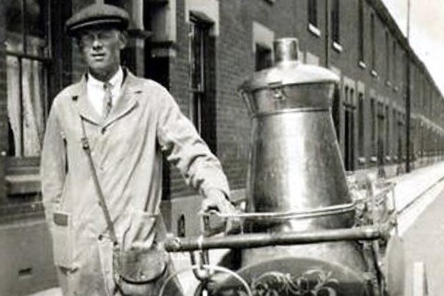 Taken sometime in the 1920's on the streets of Portsmouth we see milkman George Warner.
Sent in by Barry Evans, it his late grandfather, but no one in the family knows which dairy he worked for.
During his lifetime, George fought and was injured in the Great War and when he returned delivered bread and milk firstly by hand then by horse and cart and finally by motor.
Florence, his wife, worked for a Mr Derrick who owned a small shop in Elm Road, which once stood by the Air Balloon pub in Mile End.