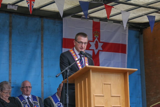 County Antrim Grand Master Bro Maurice Kirkwood addressed the large gathering. Pic by Norman Briggs, rnbphotographyni
