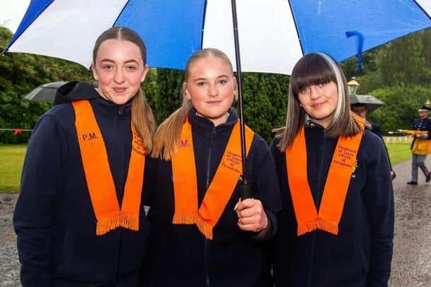 Members of the Daughters of Laura WLOL pictured before the Lurgan Mini 12th in 2024. Included are from left, Josie Mulholland, Ruth Bell and Molly-Mae Davison. Picture: Tony Hendron