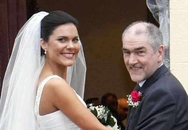 Michaela McAreavey pictured on her wedding day with dad Mickey Harte. Picture: Pacemaker