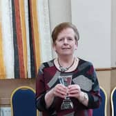 Mary Smyth with her bowls runner-up trophy