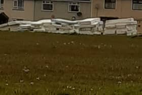 Mattresses at the Craigyhill bonfire site, which the organisers say are a 'safety precaution'. Photo by Local Democracy Reporting Service