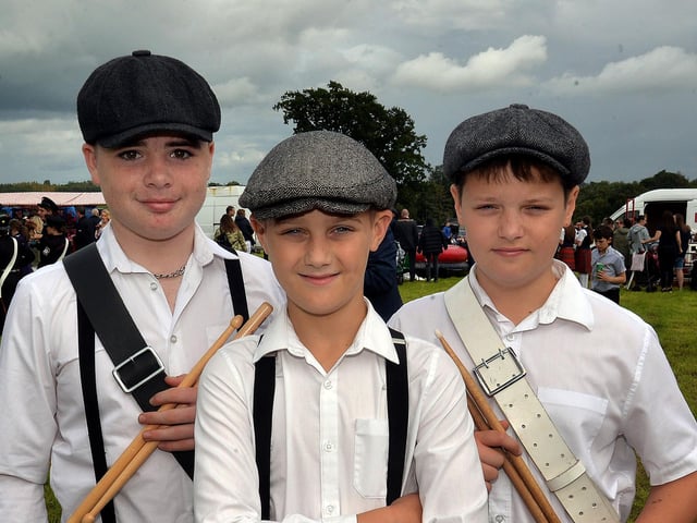 Young members of Monaghan Auld Fife And Drum Flute band pictured at the field during the RBP Last Saturday parade in Loughgall. Included are from left, Josh Black, Luke Waller and his brother Daniel. TH14.