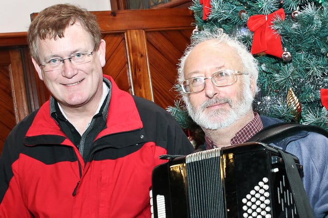 Robert Ferris and Ronald McGowan welcomed visitors to the 2011 Whitehead Victorian Fair with music from the piano and accordion.
