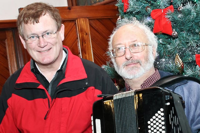 Robert Ferris and Ronald McGowan welcomed visitors to the 2011 Whitehead Victorian Fair with music from the piano and accordion.