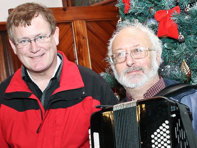Robert Ferris and Ronald McGowan welcomed visitors to the 2011 Whitehead Victorian Fair with music from the piano and accordion.