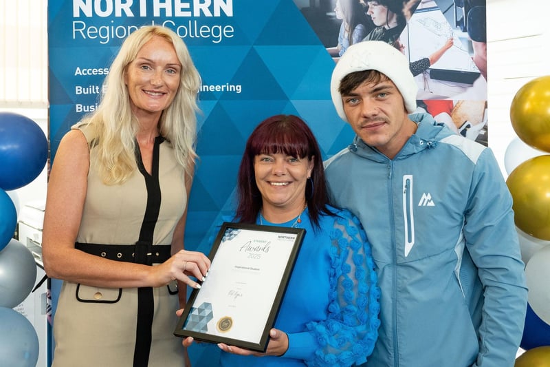 Highly Commended Inspirational Student Lesley Stewart with Helen Hampsey, Assistant Curriculum Director Teaching & Learning and Tiernan Stewart