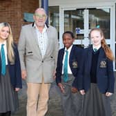 James Hagan with Integrated College Glengormley pupils. (Pic: Declan Roughan).