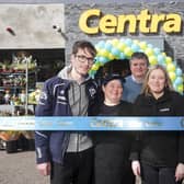 Anna and Frank McPolin (centre) with their son Eoin and daughter Sharon, who are co-owners of the store, with Paddy Murney, Retail Sales Director for Musgrave NI.