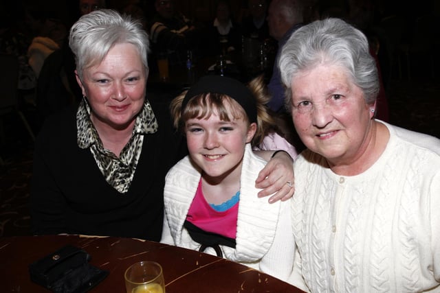 Pictured at the Coleraine Provincial Players concert and fundraising evening at the Lodge Hotel in aid of Coleraine Blind Centre in 2009  are Heather McKeary, Anna Moody and Molly McKeary