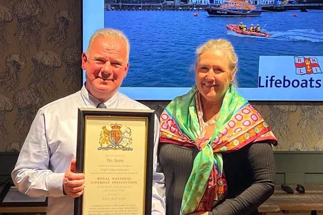 During the celebration, Portrush RNLI Coxswain Des Austin was also presented with a Chairman’s Letter of Thanks by Anna Classon for his professionalism, seamanship, and leadership under severe pressure during the rescue