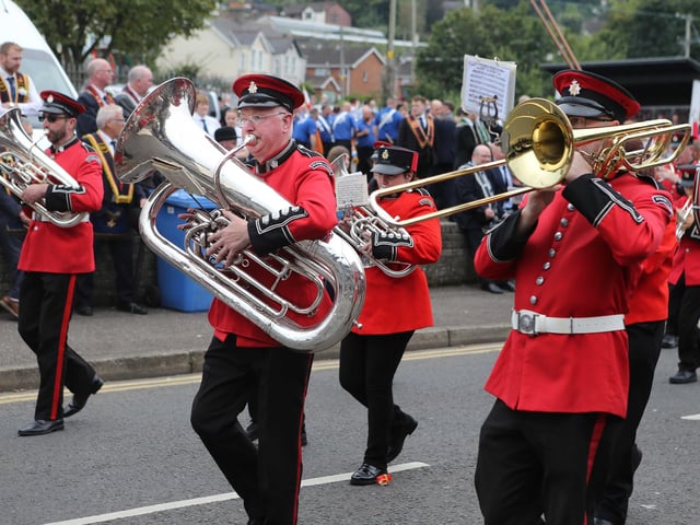 Taking part in the Larne parade.