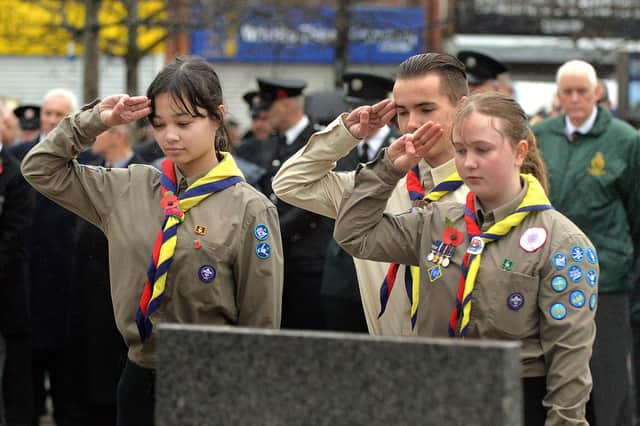 Portadown Scouts during Sunday's ceremony.