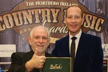 Hugo Duncan and Malcolm McDowell at the Northern Ireland Country Music Awards.