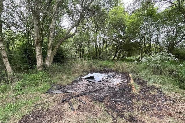 Site of shed burnt at Killycolpy area of Lough Neagh. Credit: Lough Neagh Partnership