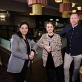 Ulster Bank business development manager Mary O'Neill (left) pictured with The Gables owners Lisa and Niall McKearney. Credti: Kelvin Boyes