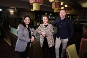 Ulster Bank business development manager Mary O'Neill (left) pictured with The Gables owners Lisa and Niall McKearney. Credti: Kelvin Boyes