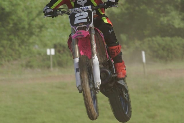 Comber rider Tommy Merton takes to the air during the class A races at Brian Bell Memorial races round one.