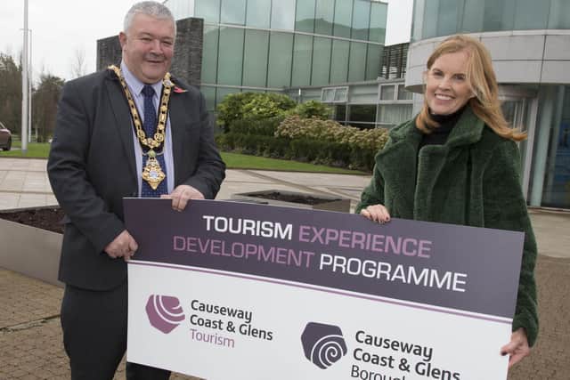 The Mayor of Causeway Coast and Glens Borough Council, Councillor Ivor Wallace, pictured with Council’s Destination Manager Kerrie McGonigle as they launch a second round of the successful Tourism Experience Development Programme