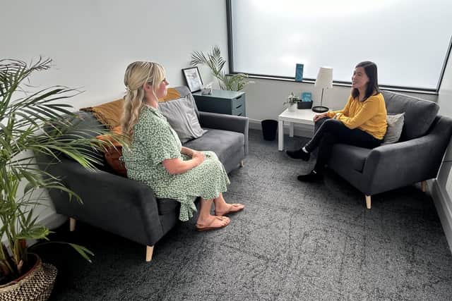 Counsellors Nina and Laura in one of the counselling rooms at Links Counselling Service in Lisburn. Pic credit: Links Counselling Service