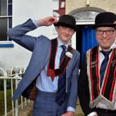 James Cassells and his dad Nigel from Tandragee, pose for the camera at the RBP Last Saturday parade in Loughgall. PT35-201. 