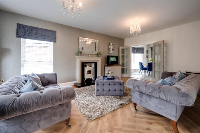 Lounge with feature fireplace.