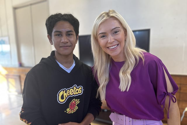 St John the Baptist's College pupil Patricio Martins pictured with his form teacher Miss Marian Barker.