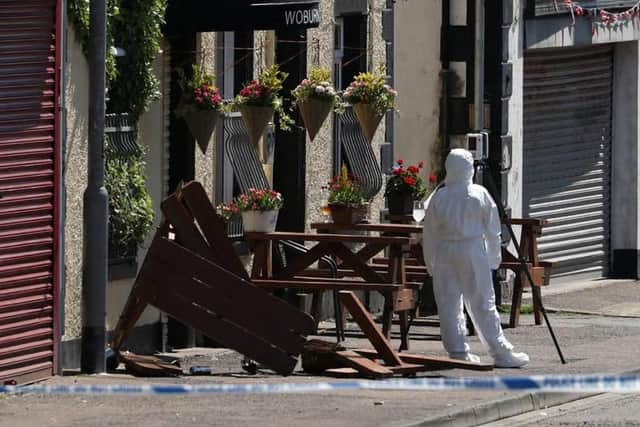 Police at the scene in Millisle after Saturday night's incident.  Photo: Press Eye